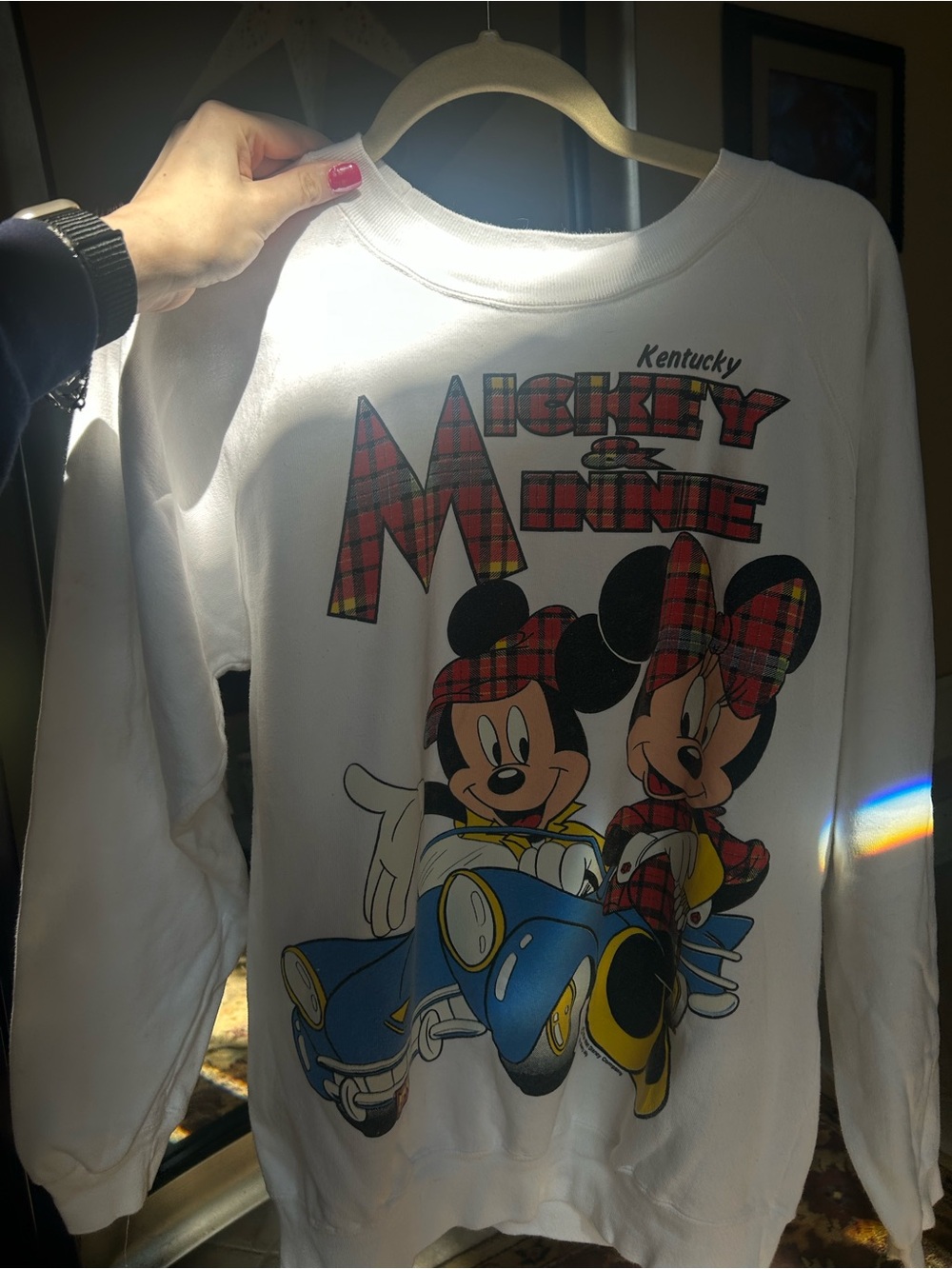 Disney Kentucky Mickey & Minnie White Graphic Sweatshirt